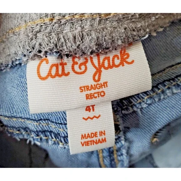 Cat & Jack Boys Straight Fit Denim Blue Jeans Elastic Waist Stretch Toddler 4T - Picture 6 of 7